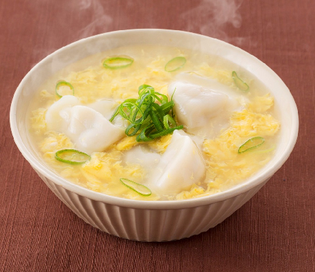 ぷるもち水餃子のかきたまスープ