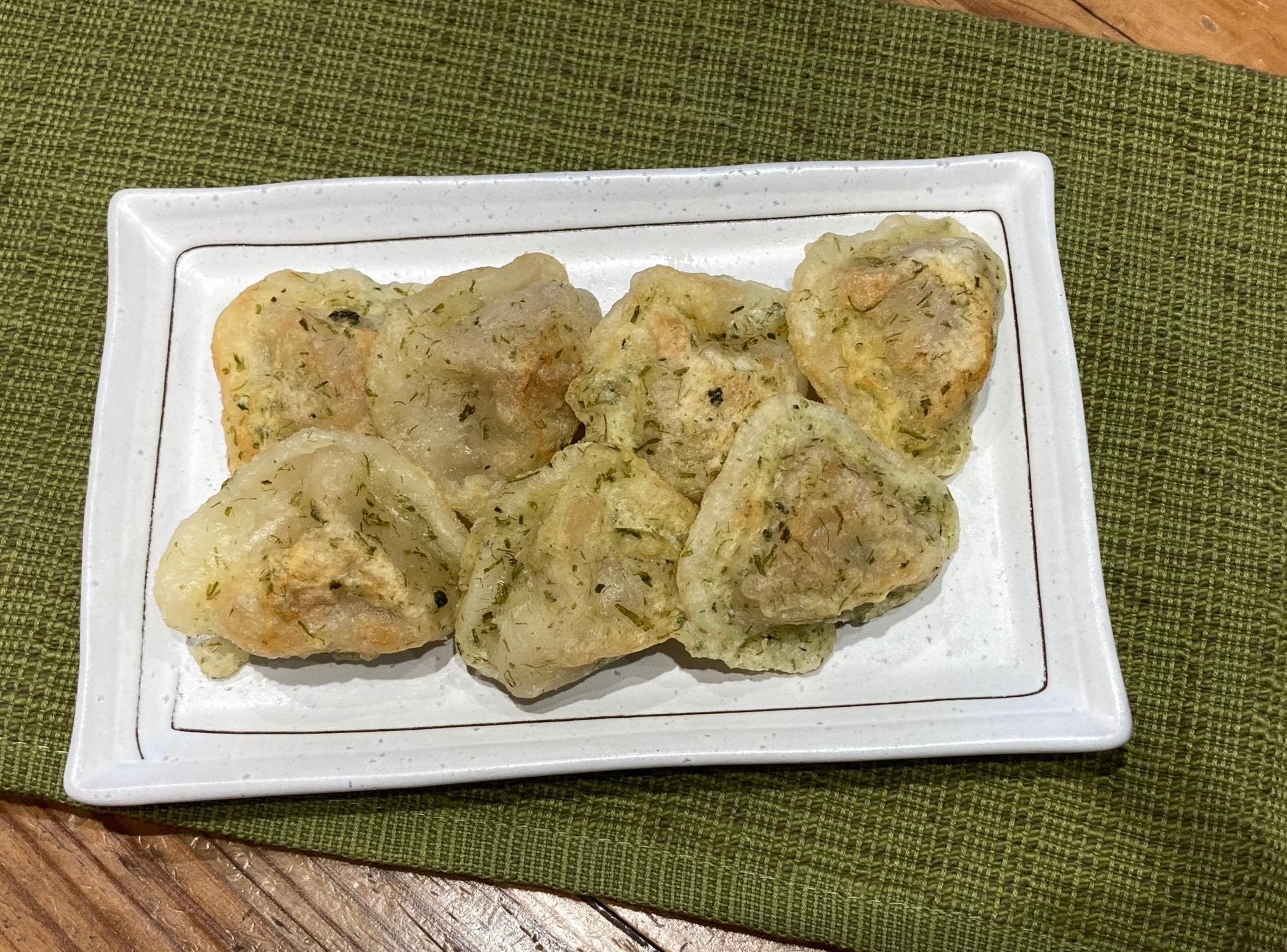 ぷるもち水餃子の<br>磯部焼き天ぷら