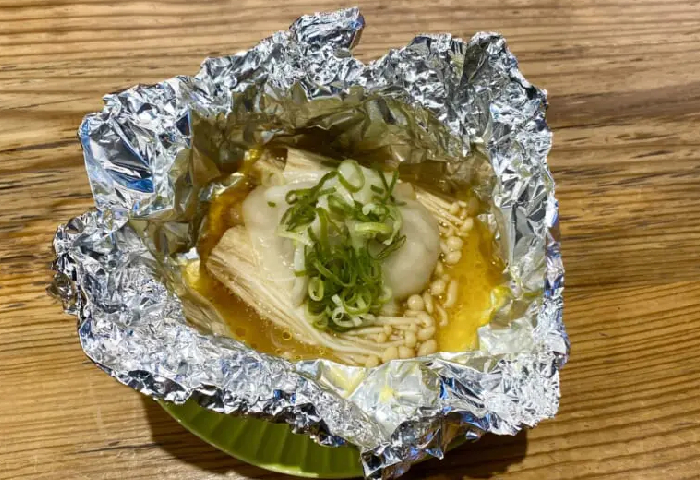 食物繊維たっぷりえのきとぷるもち水餃子ホイル焼き