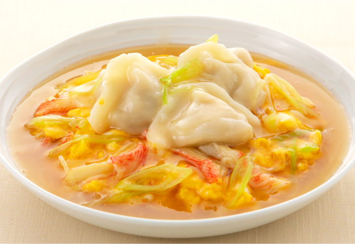 かに玉あんかけぷるもち水餃子