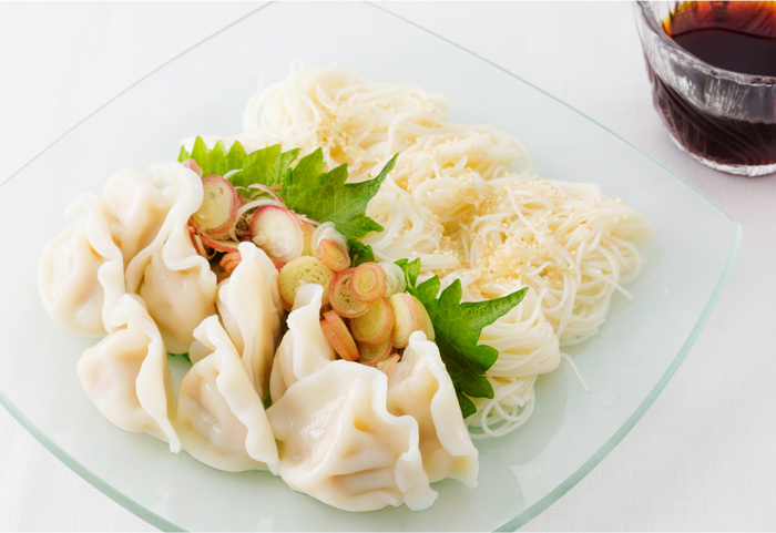 そうめんアレンジ水餃子