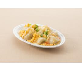肉ニラ水餃子チリソースかきたま炒め