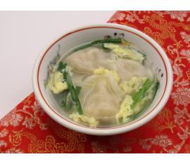 ぷるもち水餃子のニラ玉スープ